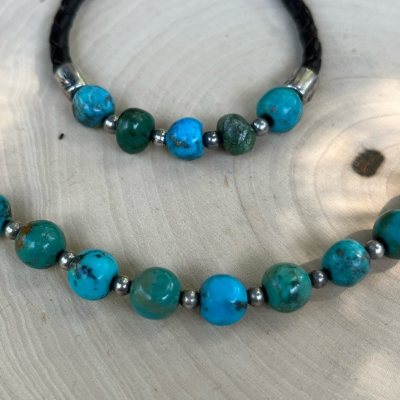 Dakota West Shube 15 1/2” Sterling Turquoise Brown Braided Necklace and bracelet - Picture 2 of 10